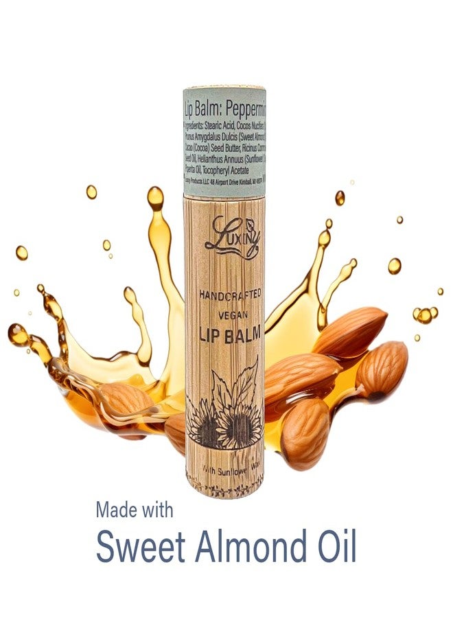 Luxiny Lip Balm in a Bamboo Tube, Vegan Natural Moisturizing, with Sunflower Wax and Vitamin E (Peppermint) - Image 3